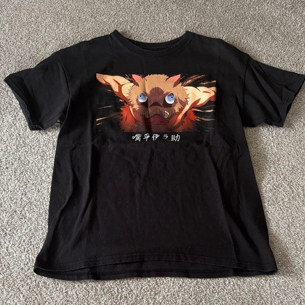 Black Inosuke T-Shirt with Anime Design